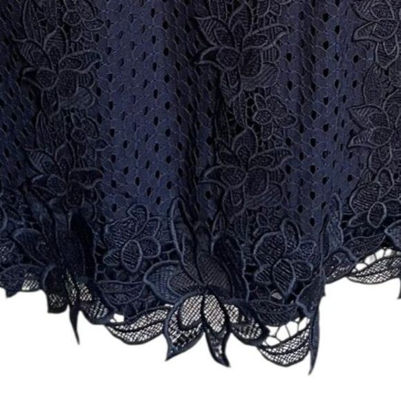 Ann Taylor Sleeveless Embroidered Eyelet Lace Top Womens XL Navy Shell Blouse - Picture 5 of 9